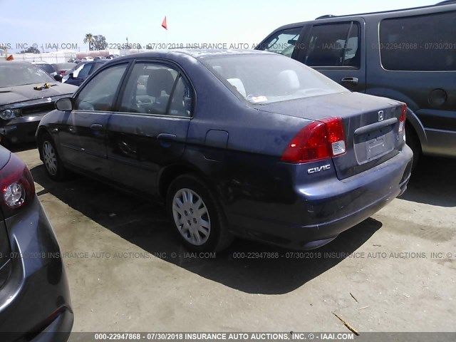 2HGES16555H534558 - 2005 HONDA CIVIC LX ლურჯი ფოტო 3