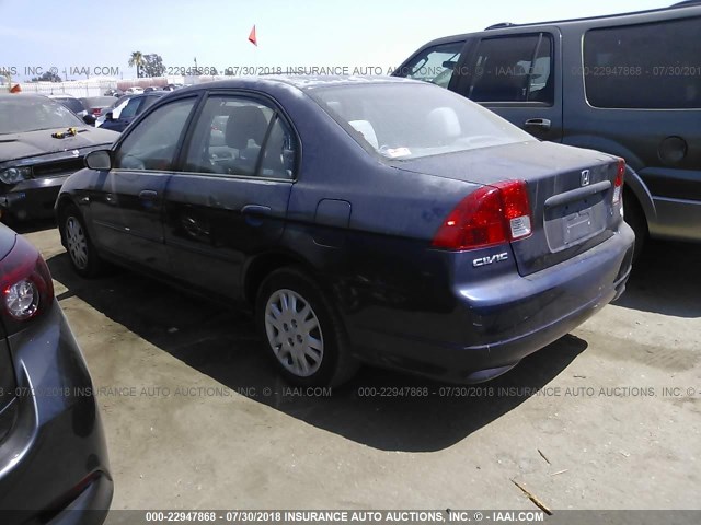 2HGES16555H534558 - 2005 HONDA CIVIC LX BLUE photo 3