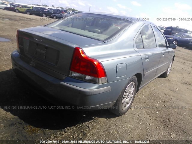 YV1RS61T042344221 - 2004 VOLVO S60 TURQUOISE photo 4