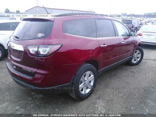 1GNKRHKD1EJ110223 - 2014 CHEVROLET TRAVERSE LT RED photo 4