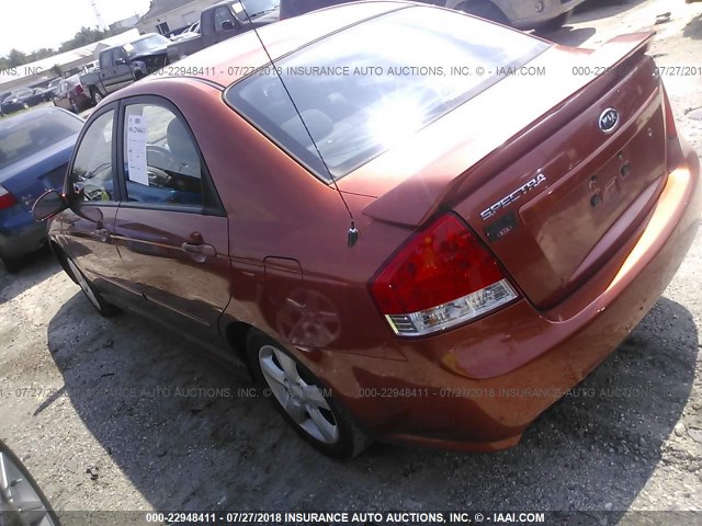 KNAFE222695026329 - 2009 KIA SPECTRA EX/LX/SX ORANGE photo 3