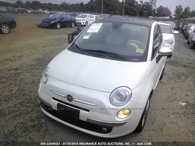 3C3CFFCR1CT366344 - 2012 FIAT 500 LOUNGE WHITE photo 2