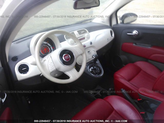 3C3CFFCR1CT366344 - 2012 FIAT 500 LOUNGE WHITE photo 5