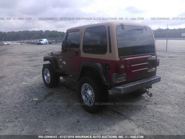 1J4FY19S1WP755262 - 1998 JEEP WRANGLER / TJ SPORT MAROON photo 3