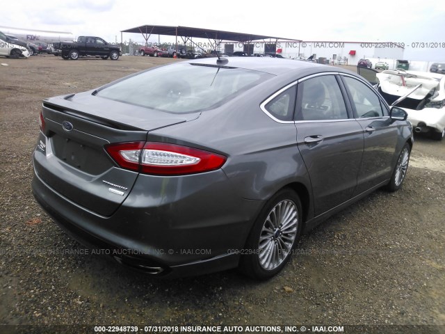 3FA6P0K96ER258957 - 2014 FORD FUSION TITANIUM GRAY photo 4