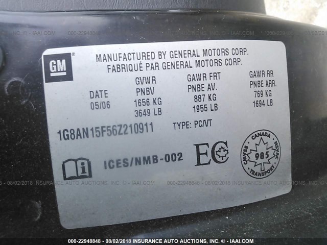 1G8AN15F56Z210911 - 2006 SATURN ION LEVEL 2 银色 照片 9