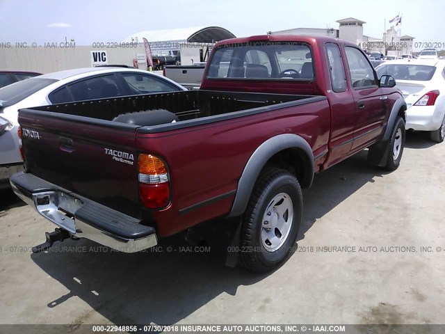 5TESM92N01Z874893 - 2001 TOYOTA TACOMA XTRACAB PRERUNNER წითელი ფოტო 4