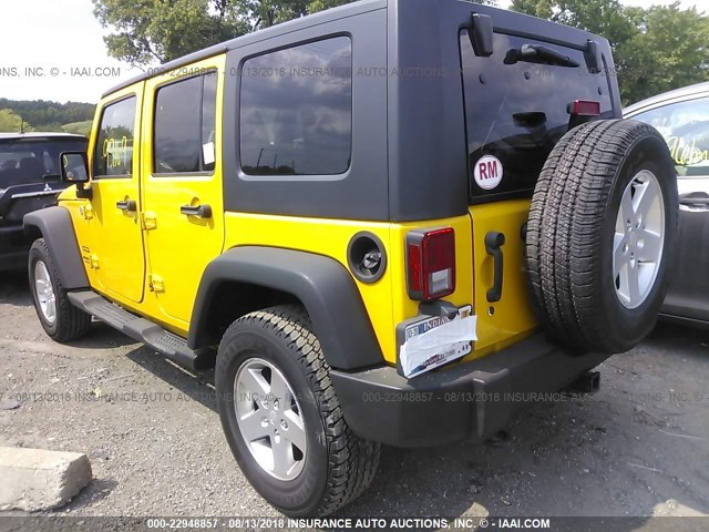 1J4BA3H16BL540968 - 2011 JEEP WRANGLER UNLIMITE SPORT YELLOW photo 3