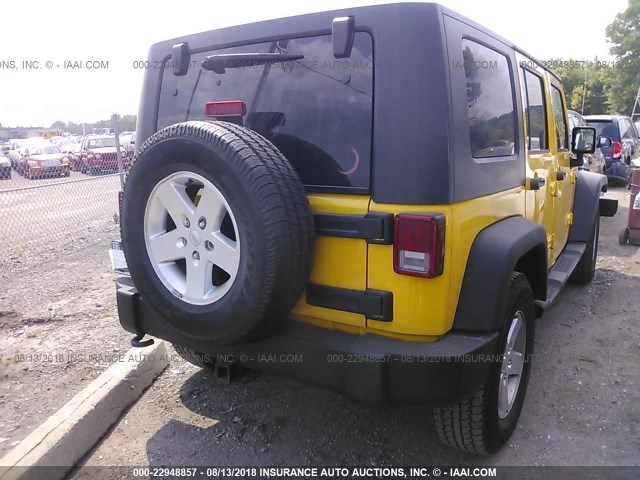 1J4BA3H16BL540968 - 2011 JEEP WRANGLER UNLIMITE SPORT YELLOW photo 4