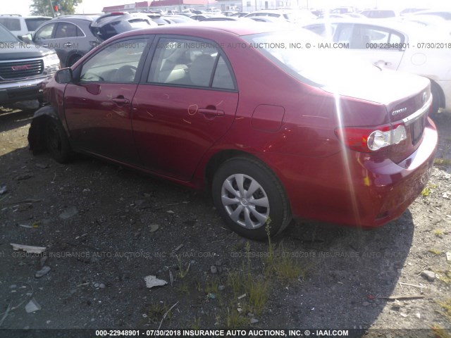 2T1BU4EE9BC650303 - 2011 TOYOTA COROLLA S/LE RED photo 3