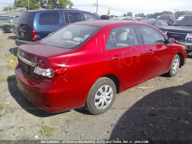 2T1BU4EE9BC650303 - 2011 TOYOTA COROLLA S/LE RED photo 4