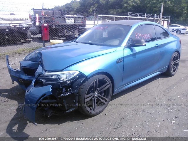 WBS1H9C52HV886922 - 2017 BMW M2 BLUE photo 2