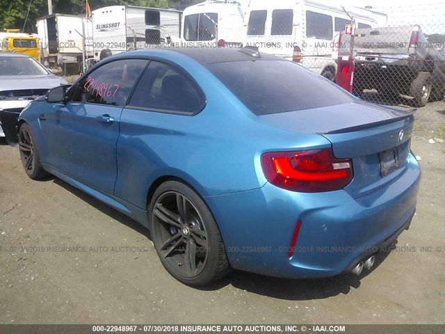 WBS1H9C52HV886922 - 2017 BMW M2 BLUE photo 3