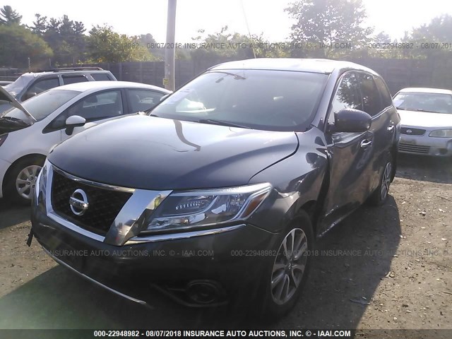 5N1AR2MM6DC617714 - 2013 NISSAN PATHFINDER S/SV/SL/PLATINUM GRAY photo 2