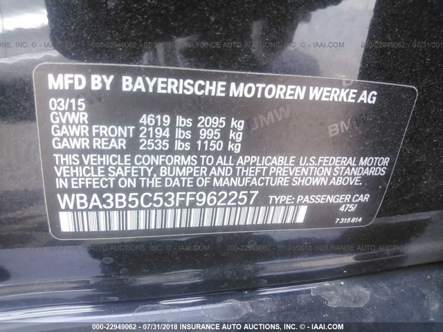 WBA3B5C53FF962257 - 2015 BMW 328 XI SULEV BLACK photo 9