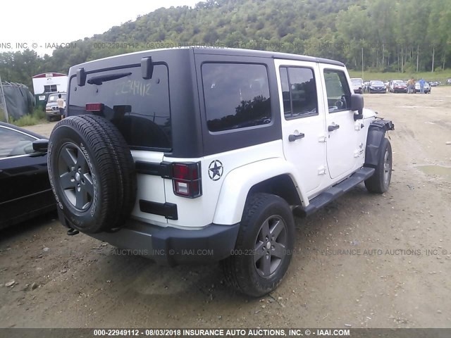 1C4BJWDGXCL289665 - 2012 JEEP WRANGLER UNLIMITE SPORT WHITE photo 4