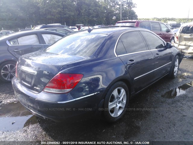 JH4KB16565C012752 - 2005 ACURA RL BLUE photo 4