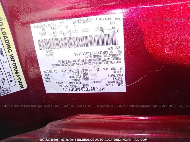 1FMFU15527LA43168 - 2007 FORD EXPEDITION XLT RED photo 9