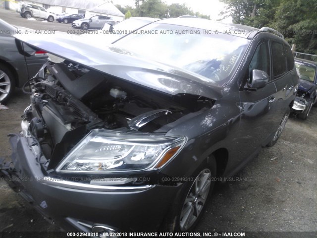5N1AR2MM4FC649970 - 2015 NISSAN PATHFINDER S/SV/SL/PLATINUM GRAY photo 2