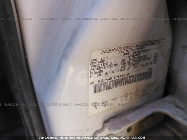 1FD0W4HT8DEA15922 - 2013 FORD F450 SUPER DUTY WHITE photo 10