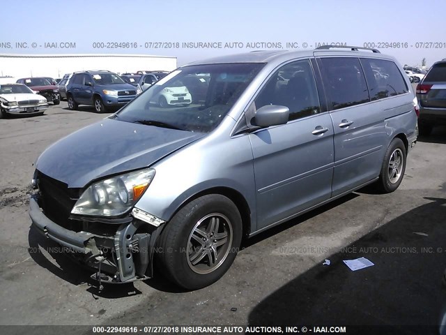 5FNRL38856B104004 - 2006 HONDA ODYSSEY TOURING Light Blue photo 2