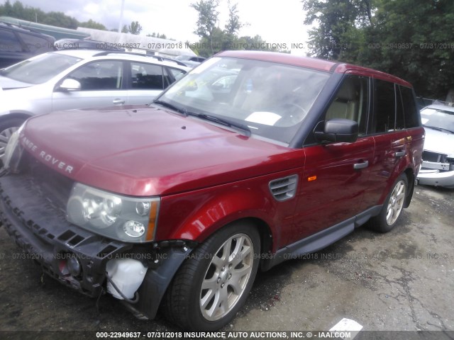 SALSK25448A127309 - 2008 LAND ROVER RANGE ROVER SPORT HSE BURGUNDY photo 2