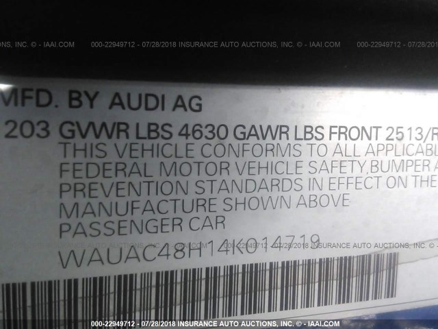 WAUAC48H14K014719 - 2004 AUDI A4 1.8 CABRIOLET BLUE photo 9