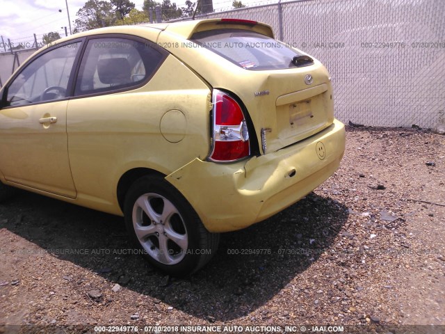 KMHCN36C89U129087 - 2009 HYUNDAI ACCENT SE YELLOW photo 6