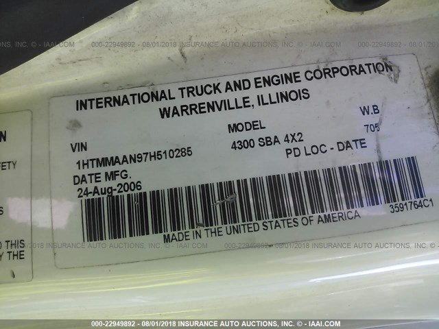 1HTMMAAN97H510285 - 2007 INTERNATIONAL 4300 4300 Unknown photo 10