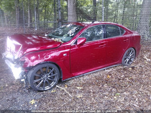 JTHBP262285001785 - 2008 LEXUS IS-F BURGUNDY photo 2