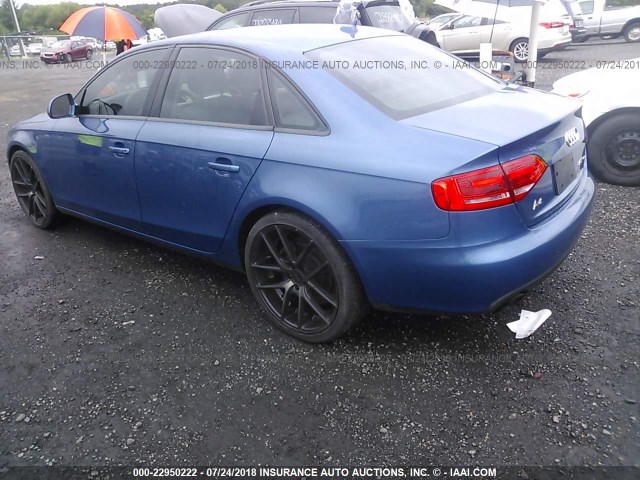 WAULF78KX9N018769 - 2009 AUDI A4 2.0T QUATTRO BLUE photo 3