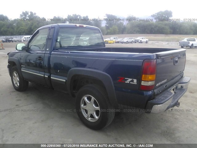 1GCEK14T62Z242235 - 2002 CHEVROLET SILVERADO K1500 BLUE photo 3