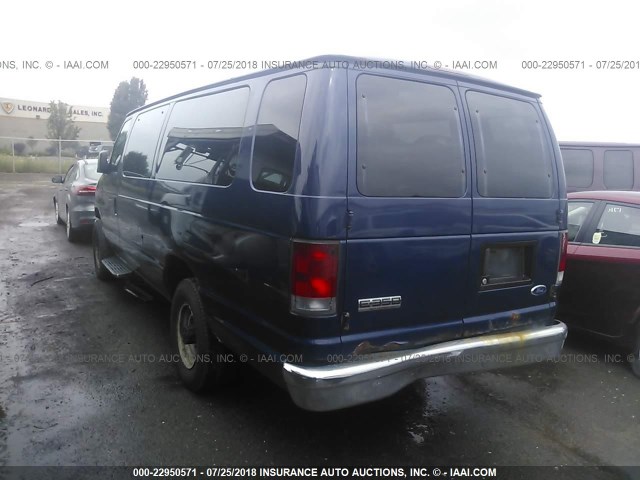 1FDSS31L28DA28380 - 2008 FORD ECONOLINE E350 SUPER DUTY WAGON BLUE photo 3