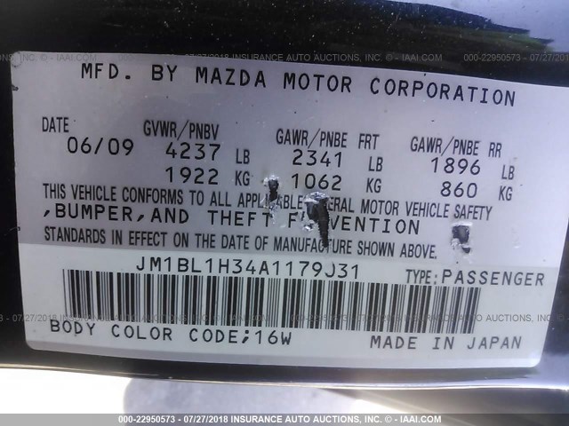 JM1BL1H34A1179031 - 2010 MAZDA SPEED 3 BLACK photo 9