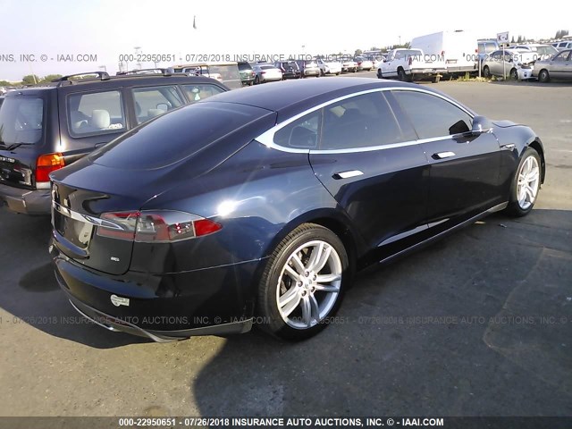 5YJSA1DN9DFP27310 - 2013 TESLA MODEL S BLUE photo 4
