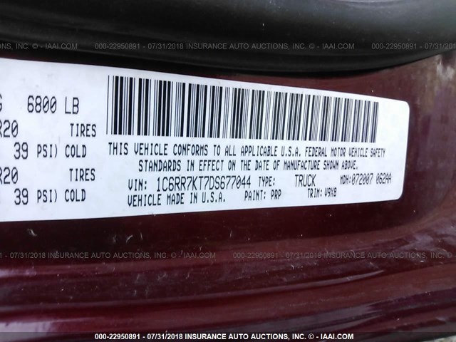 1C6RR7KT7DS677044 - 2013 RAM 1500 ST RED photo 9