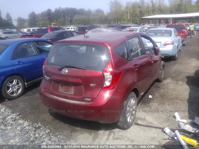 3N1CE2CP3GL354498 - 2016 NISSAN VERSA NOTE S/S PLUS/SV/SL/SR RED photo 4