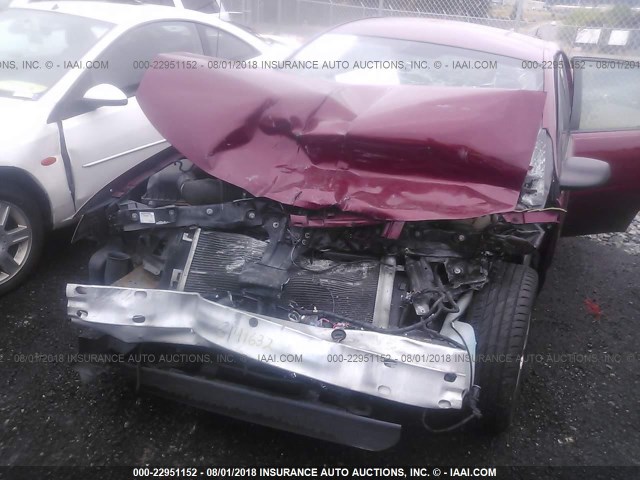 1G8AL55F66Z178144 - 2006 SATURN ION LEVEL 3 MAROON photo 6