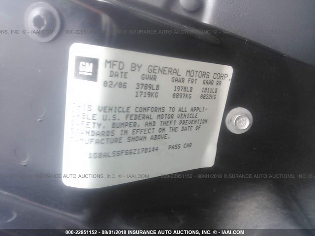 1G8AL55F66Z178144 - 2006 SATURN ION LEVEL 3 MAROON photo 9