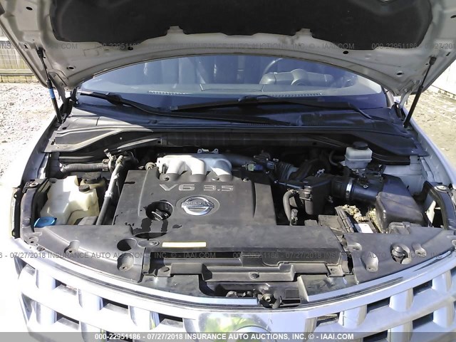 JN8AZ08T53W117068 - 2003 NISSAN MURANO SL/SE SILVER photo 10