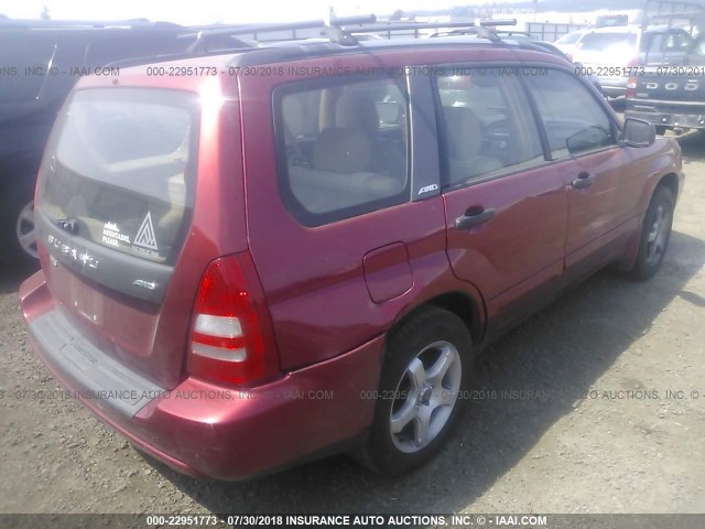 JF1SG65624H767544 - 2004 SUBARU FORESTER 2.5XS MAROON photo 4