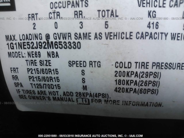 1G1NE52J92M653330 - 2002 CHEVROLET MALIBU LS MAROON photo 9