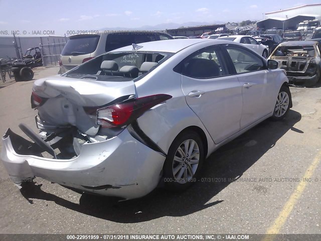 KMHDH4AE3EU165094 - 2014 HYUNDAI ELANTRA SE/SPORT/LIMITED SILVER photo 4