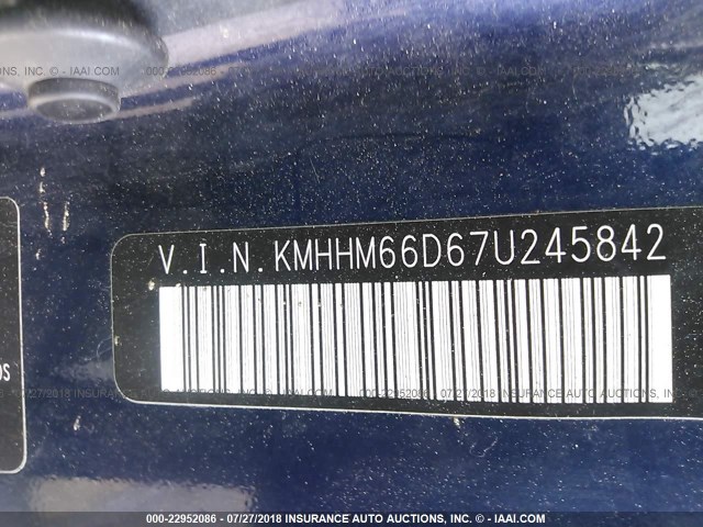 KMHHM66D67U245842 - 2007 HYUNDAI TIBURON GS Dark Blue photo 9