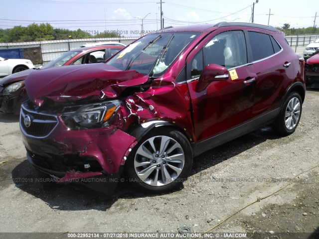 KL4CJASB8JB622618 - 2018 BUICK ENCORE PREFERRED MAROON photo 2