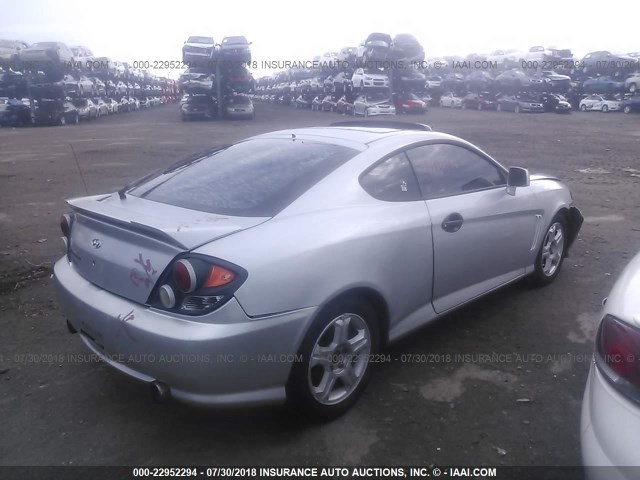 KMHHM65D33U103167 - 2003 HYUNDAI TIBURON SILVER photo 4