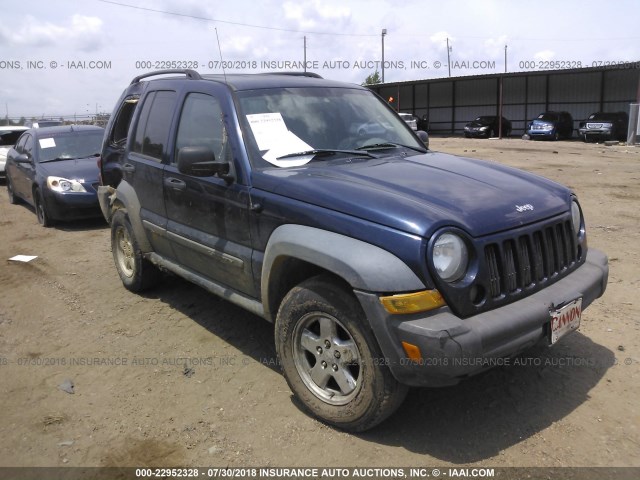 1J4GL48K57W538665 - 2007 JEEP LIBERTY SPORT BLUE photo 1