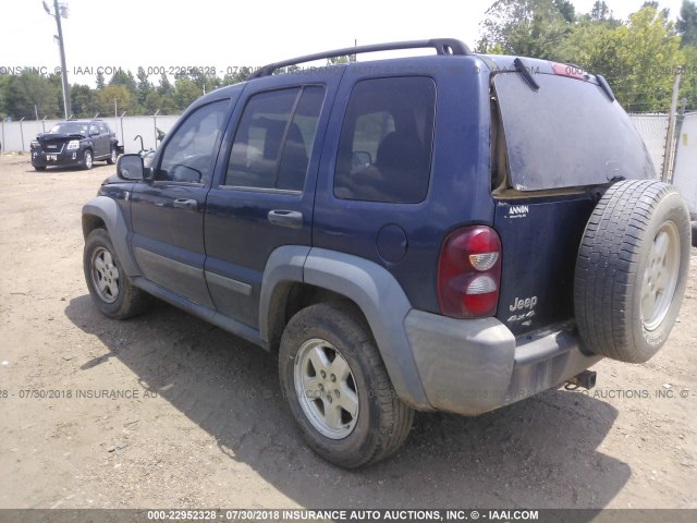 1J4GL48K57W538665 - 2007 JEEP LIBERTY SPORT BLUE photo 3