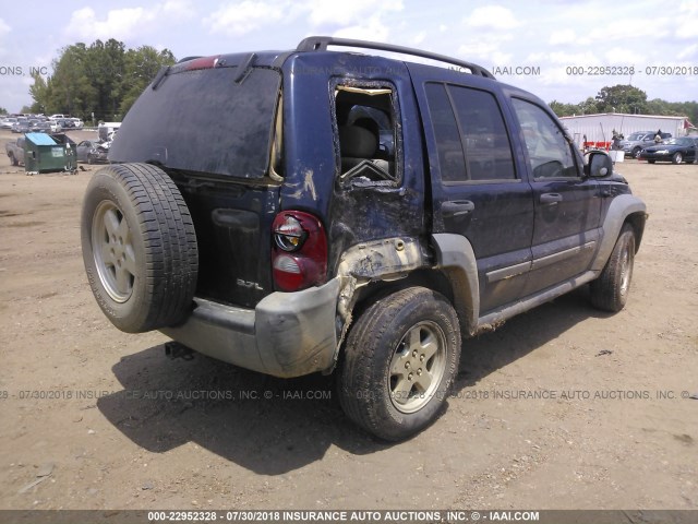 1J4GL48K57W538665 - 2007 JEEP LIBERTY SPORT BLUE photo 4