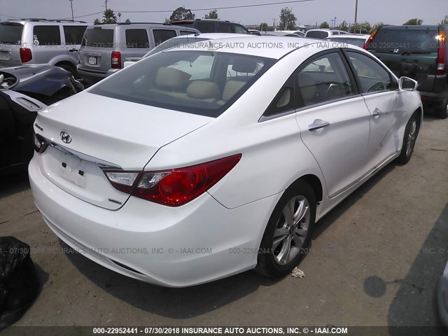 5NPEC4AC9BH219638 - 2011 HYUNDAI SONATA SE/LIMITED WHITE photo 4